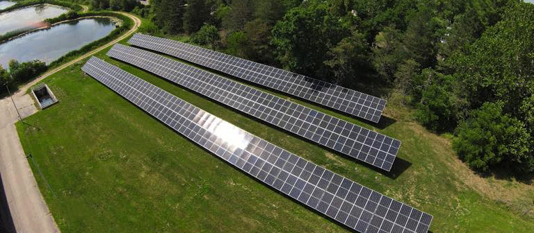 Solar panels at Wolf Lake State Fish Hatchery