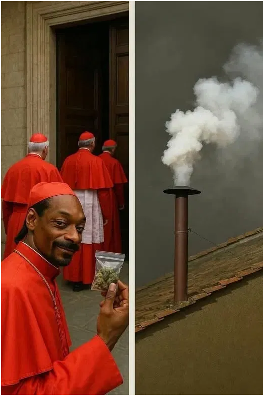 Snoop Dawg carrying pot into Sistine CHapel.