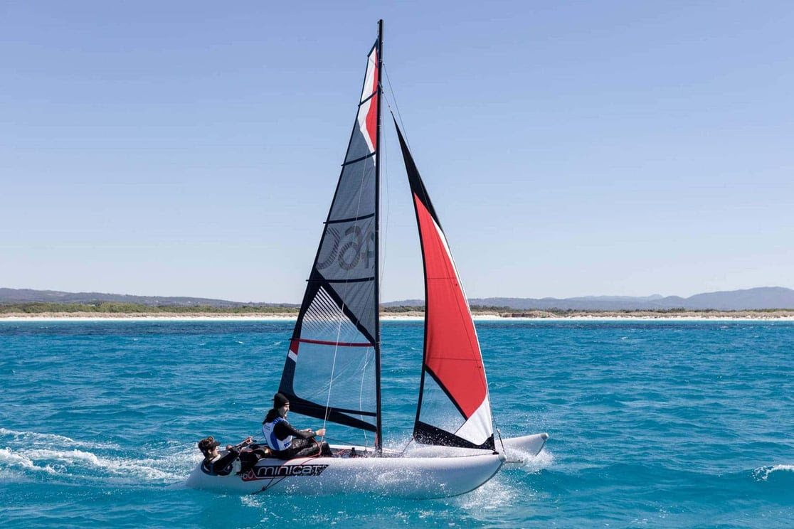 MiniCat 460 sailing with two people