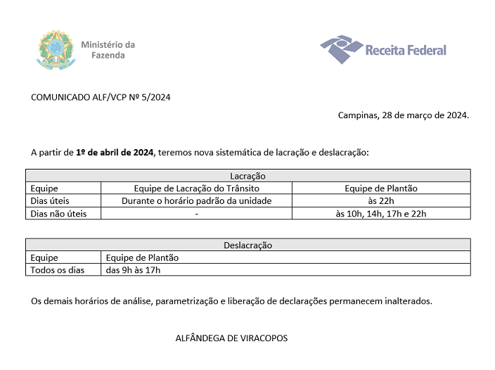 COMUNICADO RFB