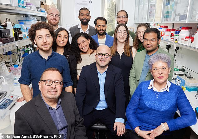 Dr Amal (center) and his team of researchers at their lab in Jerusalem. The team focuses on nitric oxide and its role on the brain