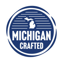 Blue and White Michigan Crafted Logo
