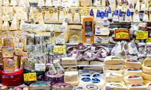 Queso a la venta en un mercado de Sao Paulo, Brasil.