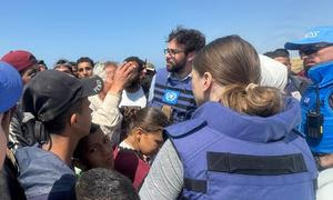 Personal de la OCHA durante una misión en Gaza. 