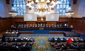 La Corte Internacional de Justicia dicta sentencia en el caso de Sudáfrica contra Israel en La Haya (enero de 2024).