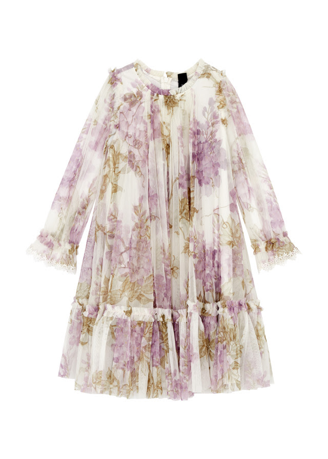NEEDLE & THREAD Wisteria floral-print tulle dress