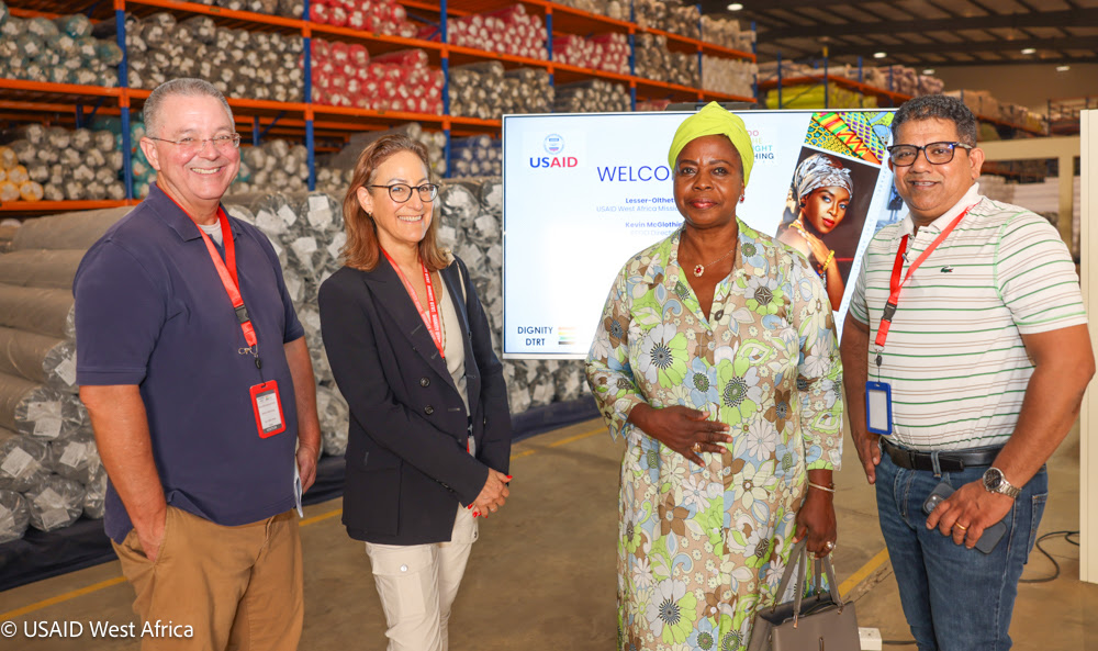 From left to right: REGO Director, USAID/West Africa Mission Director, Salma and Wasanta, Directors of DTRT
