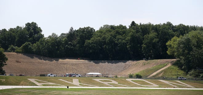 The site where the Rubber Bowl once stood is seen from Triplett Boulevard across Akron Executive Airport.