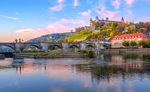 Sunrise Bridge Fortress Fall Wurzburg