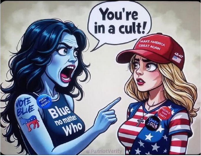 Cartoon of lunatic Democrat.