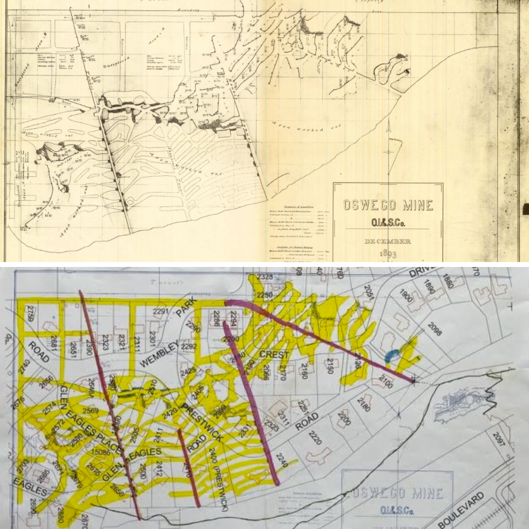 1893 map with a present day map of the Uplands neighborhood