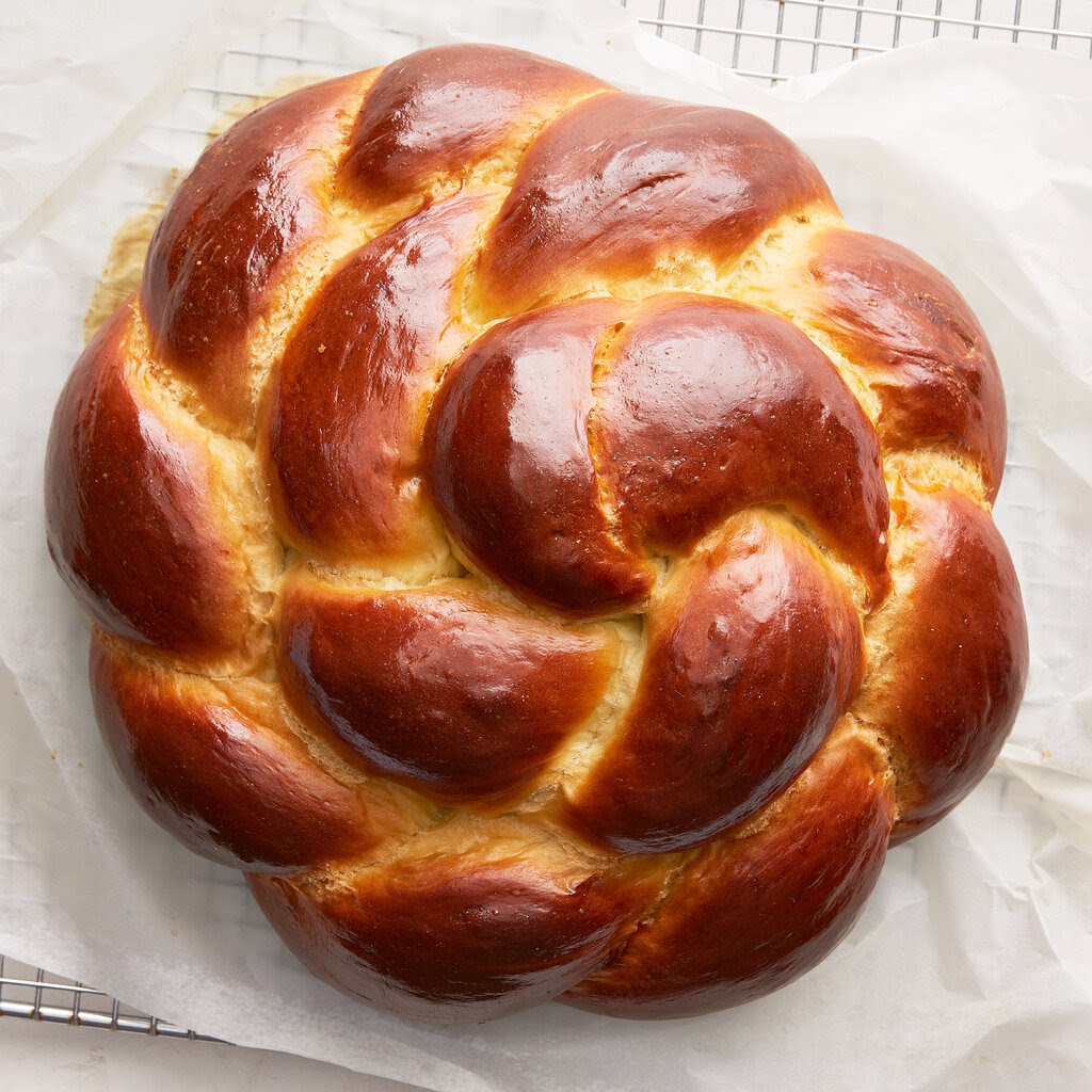 Top down view of Challah.