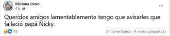Posteo de la hija de