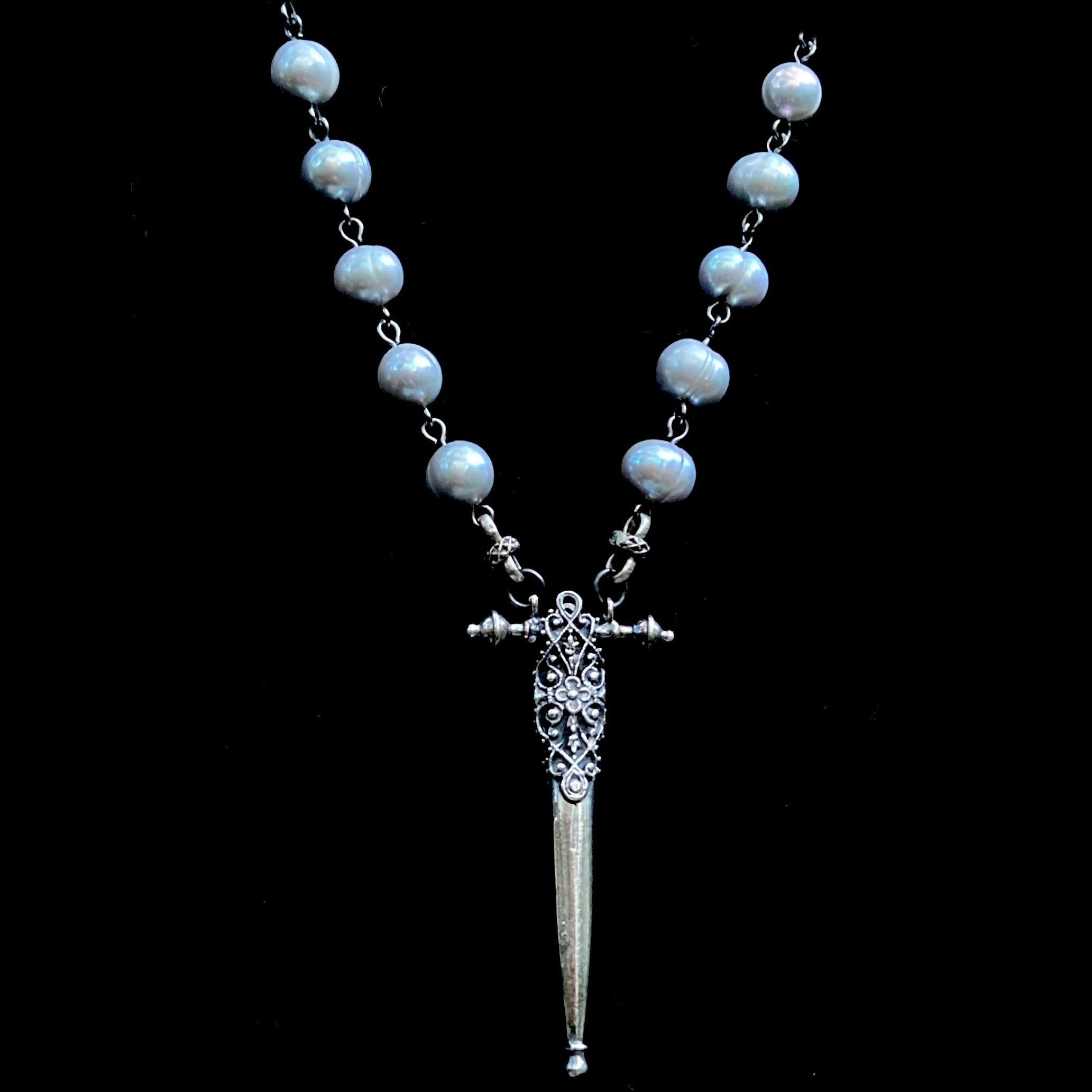 Image of Moonglow Fierbois Sword with Silver Freshwater Pearls in Silver