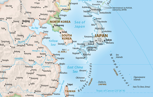 Japan-Korea Map of Japan and Korea