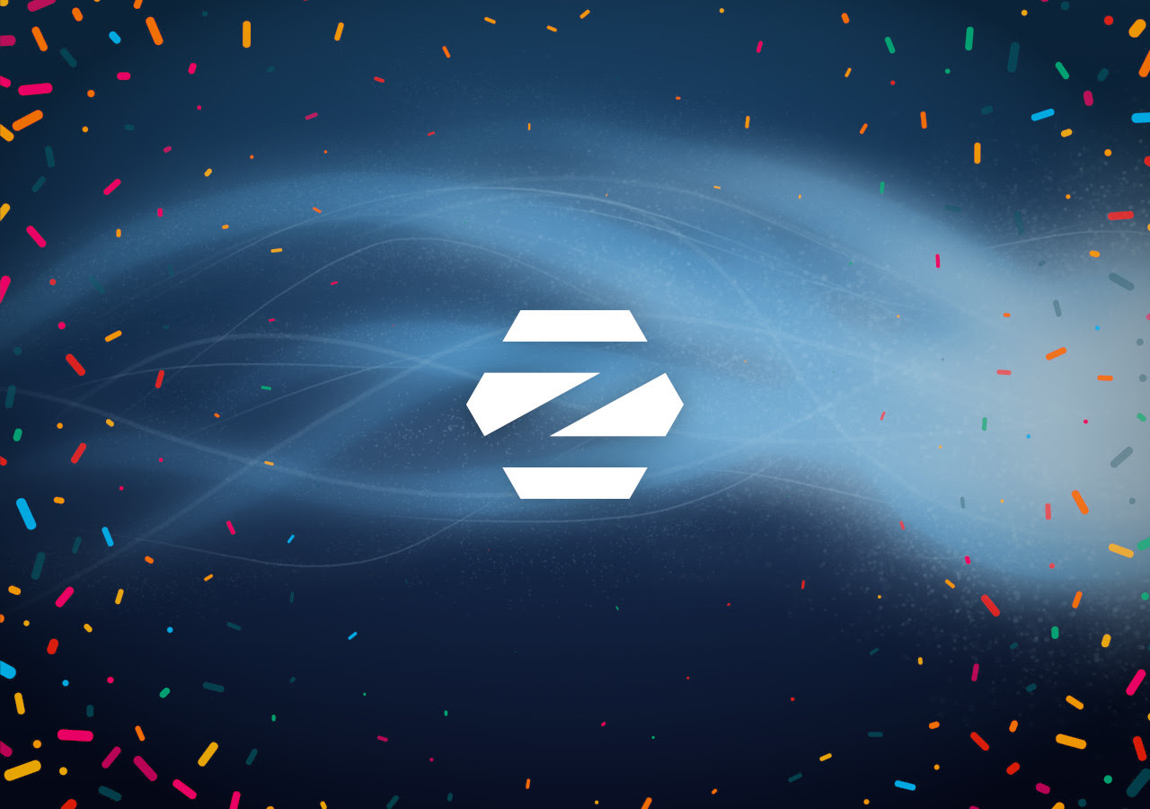 Zorin logo overlayed on a screenshot of Zorin OS 1.0