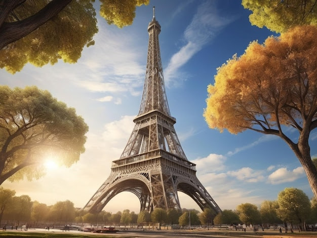 Eiffel Tower with its sturdy natural poles and very attractive