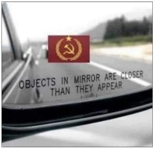 Funny meme showing Communism coming from the rear.