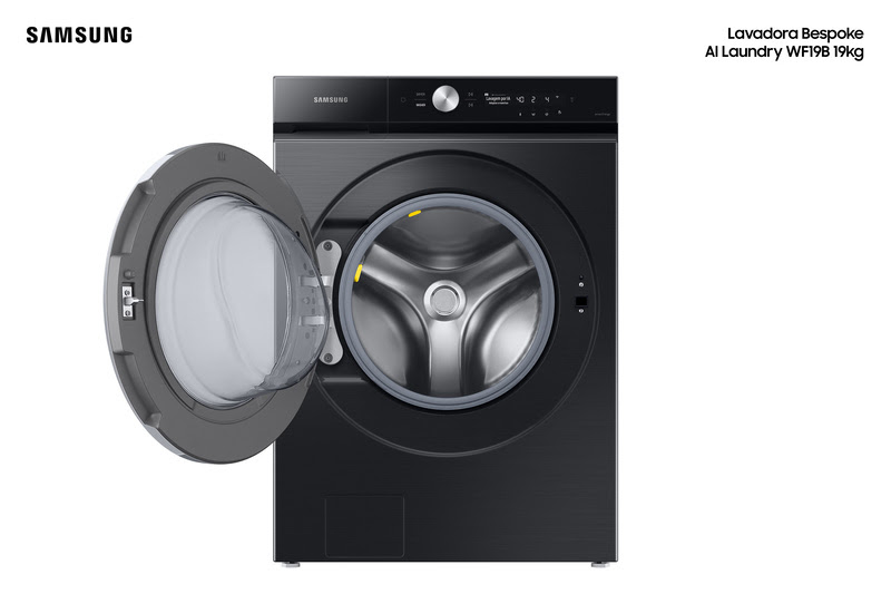 Lavadora Bespoke AI Laundry, da Samsung. Imagem ilustrativa.