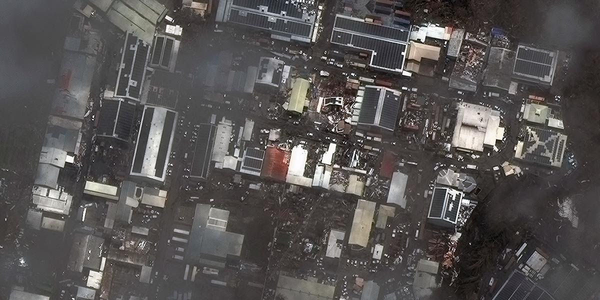 This handout satellite image released by Maxar Technologies shows homes and buildings in Mamoudzou, on the French Indian Ocean territory of Mayotte on December 16, 2024, after the cyclone Chido hit the archipelago. Rescuers raced against time on December 16, 2024 to reach survivors and supply urgent aid after the devastating cyclone Chido ripped through the French Indian Ocean territory of Mayotte, destroying homes across the islands, with hundreds feared dead. (Photo by Handout / Satellite image ©2024 Maxar Technologies / AFP) / RESTRICTED TO EDITORIAL USE - MANDATORY CREDIT "AFP PHOTO/ SATELLITE IMAGE ©2024 MAXAR TECHNOLOGIES" - NO MARKETING NO ADVERTISING CAMPAIGNS - DISTRIBUTED AS A SERVICE TO CLIENTS - THE WATERMARK MAY NOT BE REMOVED/CROPPED