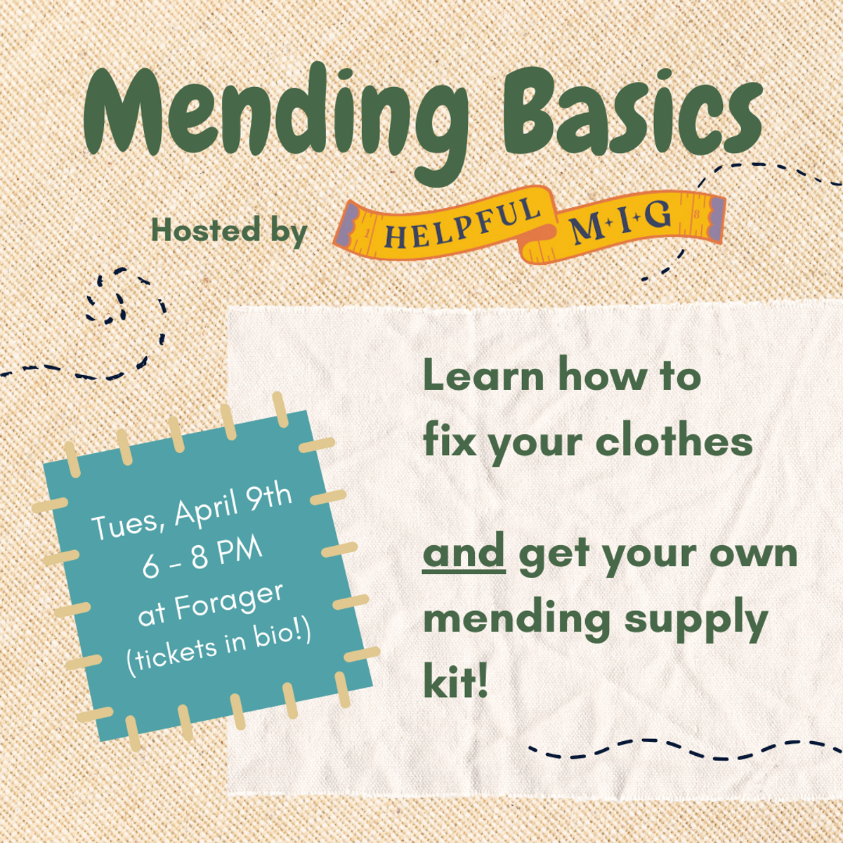 Mending Workshop April 9th