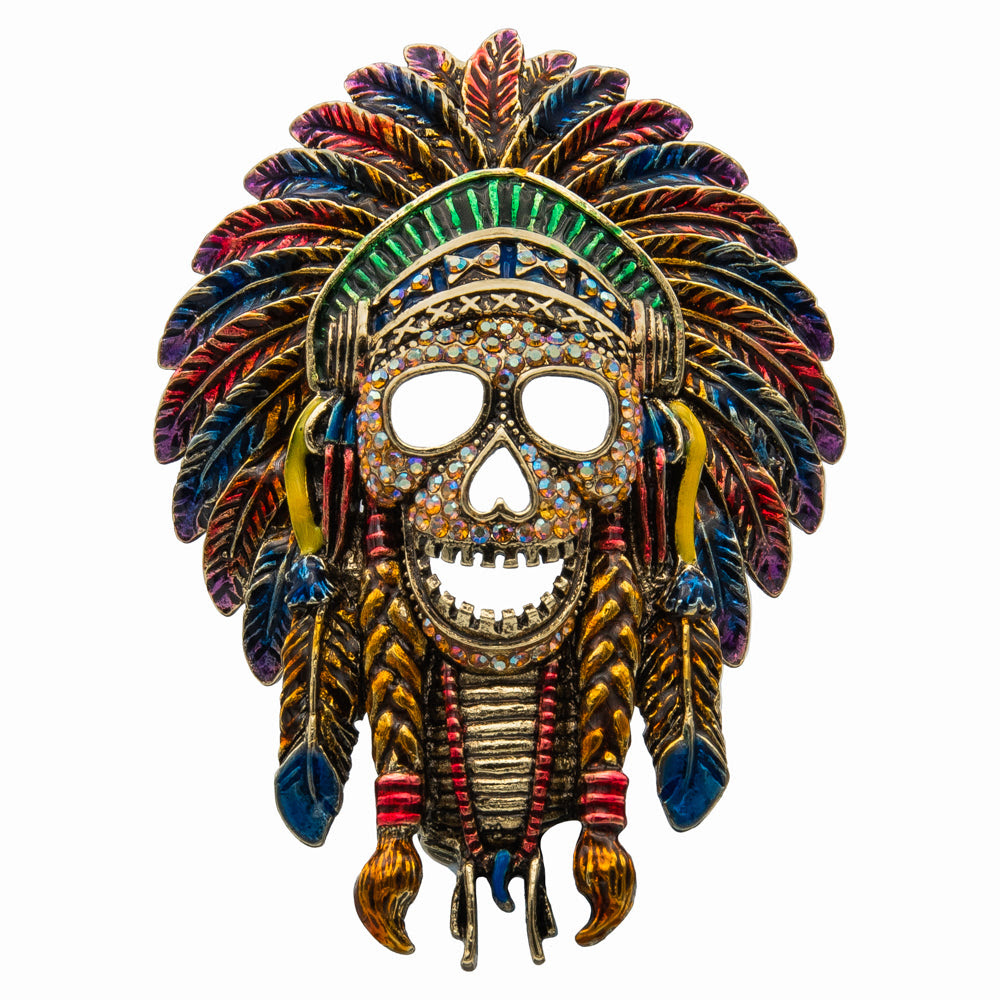 Image of Native American Crystal Skull Brooch