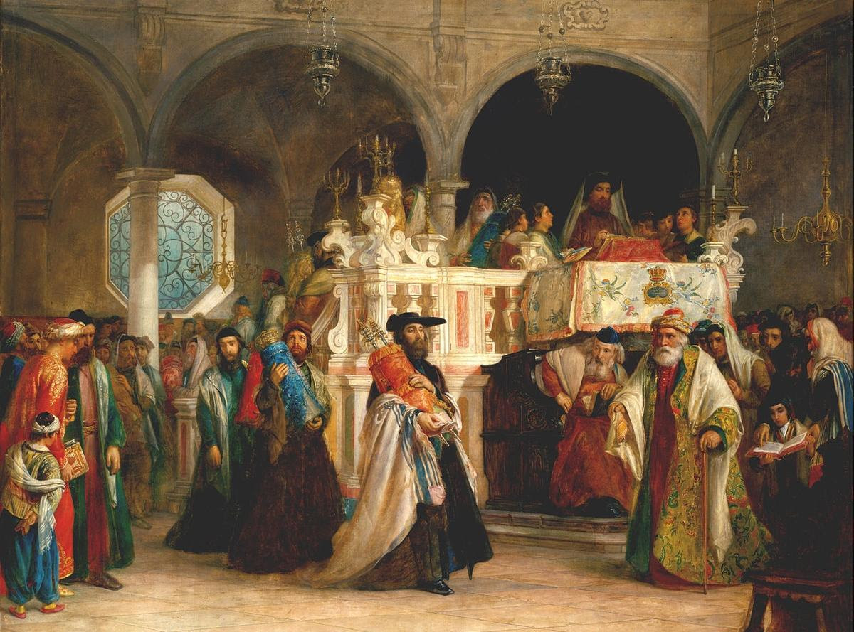 Solomon_Alexander_Hart_-_The_Feast_of_the_Rejoicing_of_the_Law_at_the_Synagogue_in_Leghorn,_Italy_-_Google_Art_Project