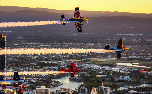 Planes flying over the Gold Coast at the Pacific Airshow