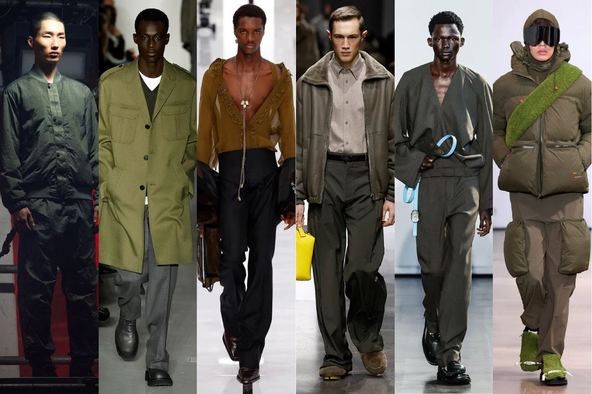 De izquierda a derecha colecciones otoño invierno 2024 2025 de Stone Island Neil Barret Dsquared2 Fendi Botter y 8ON8.