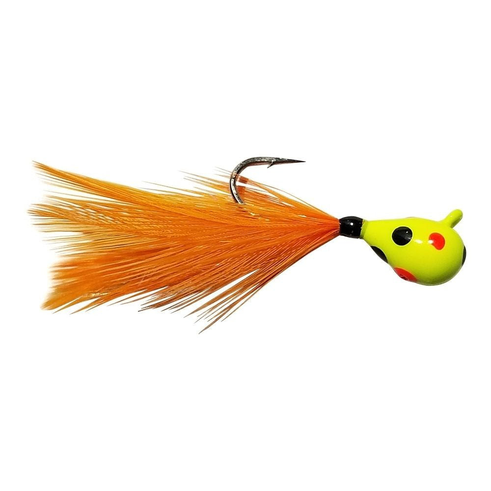 Image of TUNGSTEN WONDER FEATHER JIG - GLOW CHARTREUSE WONDERBREAD/ORANGE FEATHER