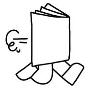An illustration of a book with leggings that are running.