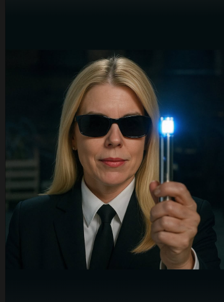 Pam Bondi as a "Men in Black" character.