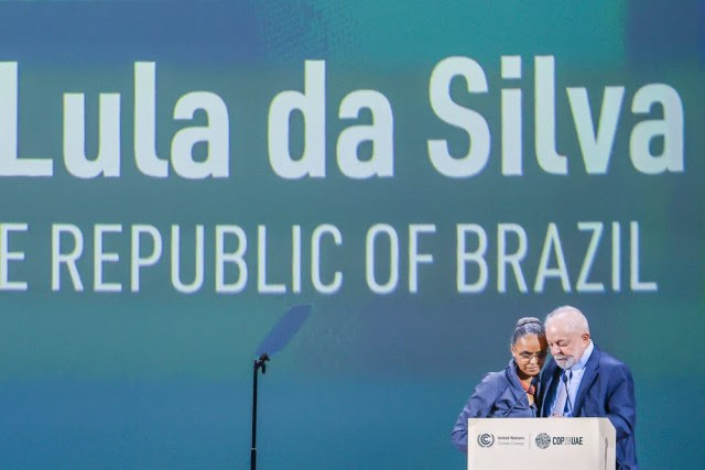 Presidente Lula e ministra Marina Silva durante a COP28, em Dubai, em 2023