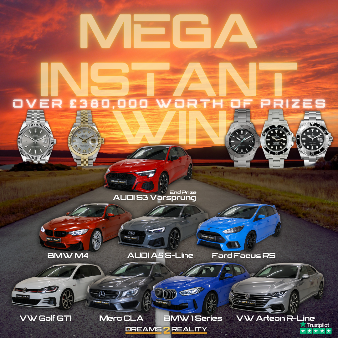 Image of MEGA INSTANT WIN COMP AUDI S3 Vorsprung End Prize With £340,000 Worth Of Instant Wins