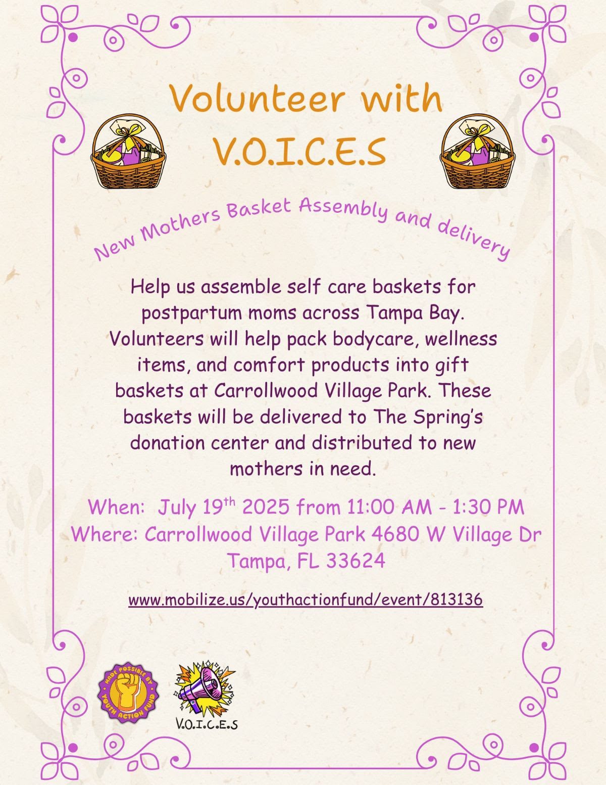 New Mothers Basket Assembly w/V.O.I.C.E.S.