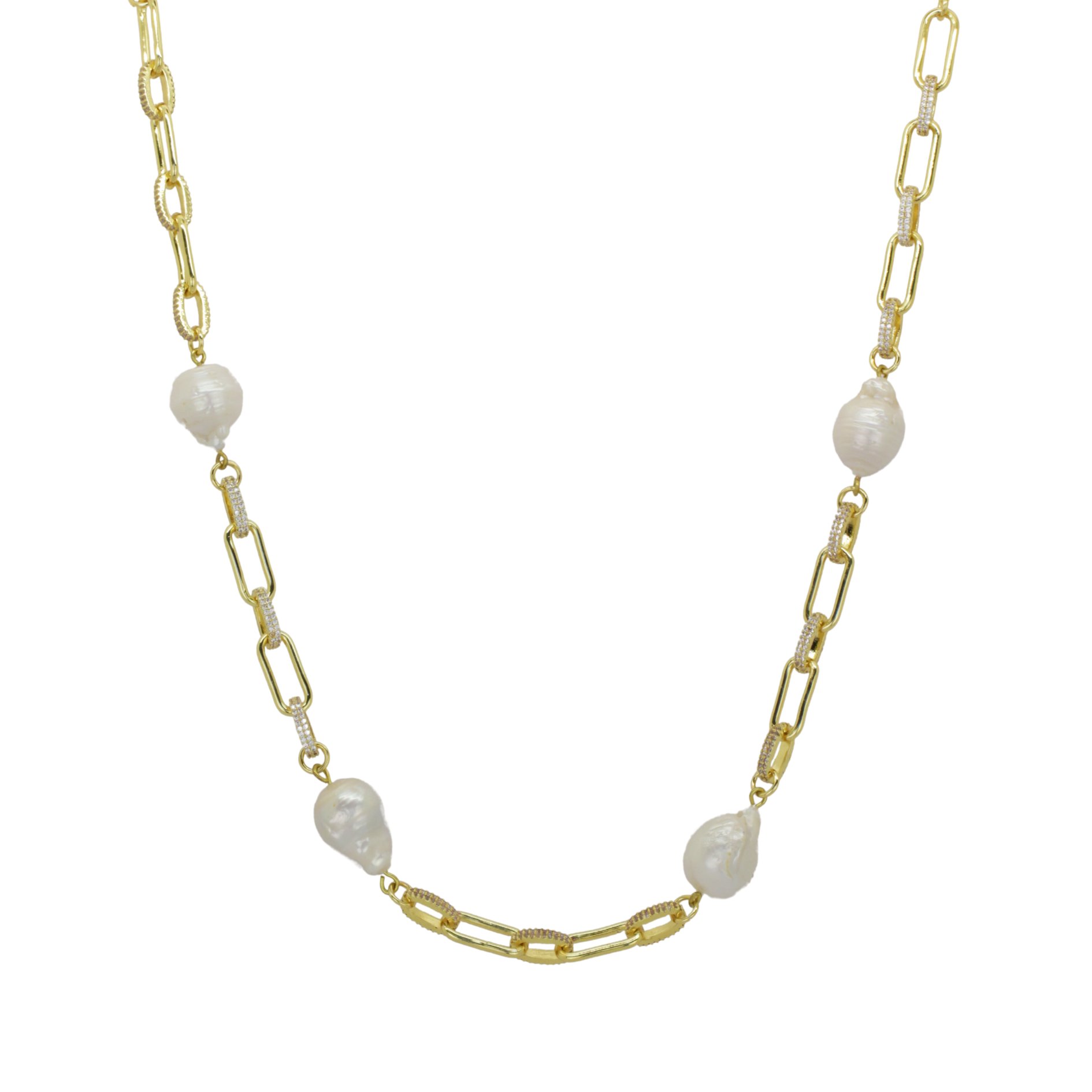 Image of Baroque Pearl and Figaro Chain Necklace