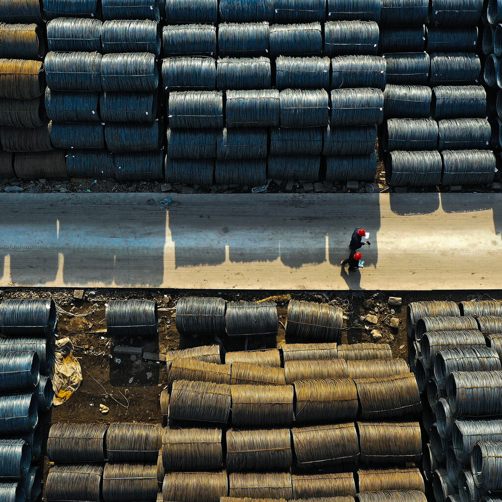 Steel coils at a wholesale market in Shenyang, China. 