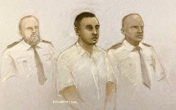 Court sketch of Nasen Saadi during his trial at Winchester Crown Court