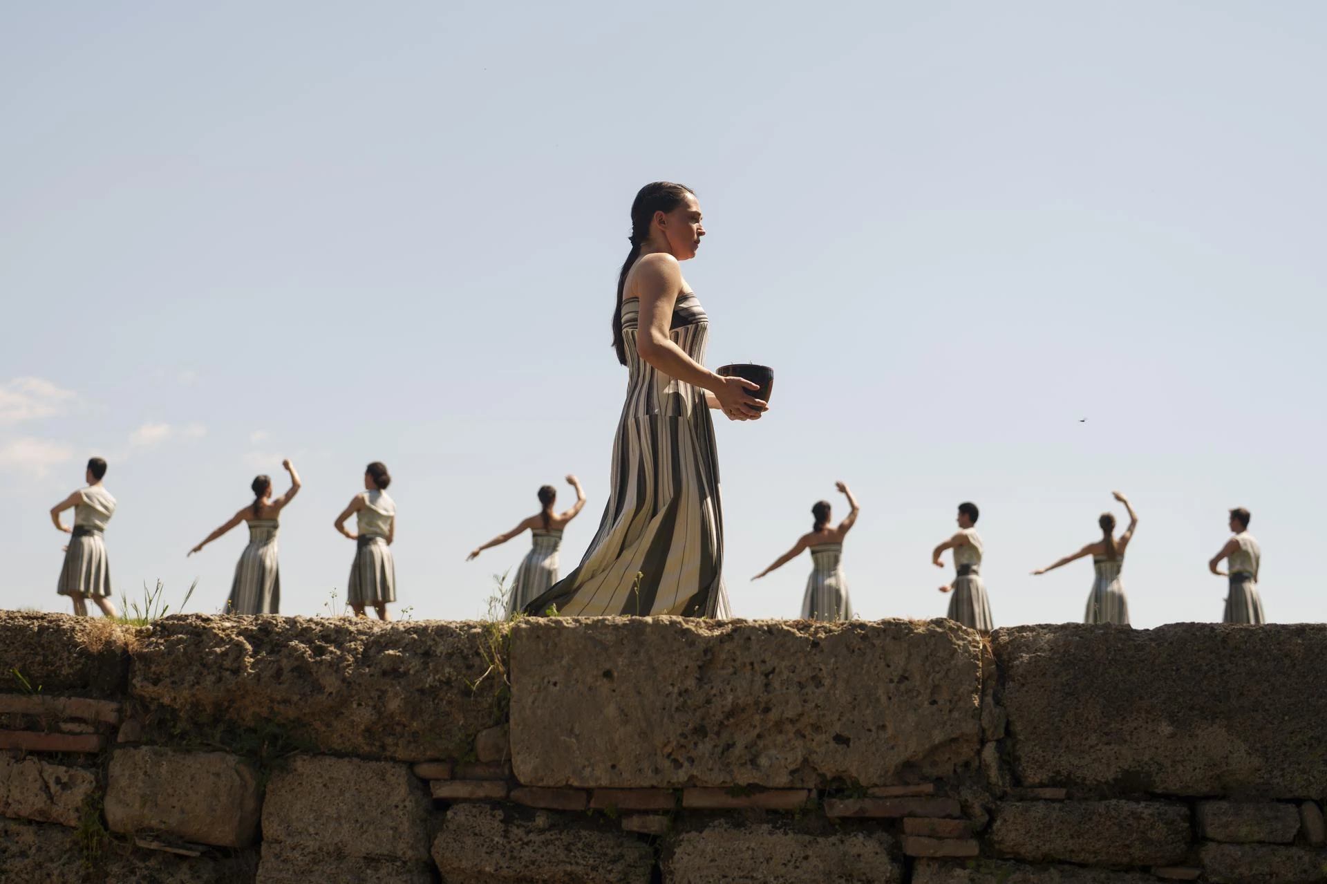 Performers at a rehearsal at the Ancient Olympia site, Greece.