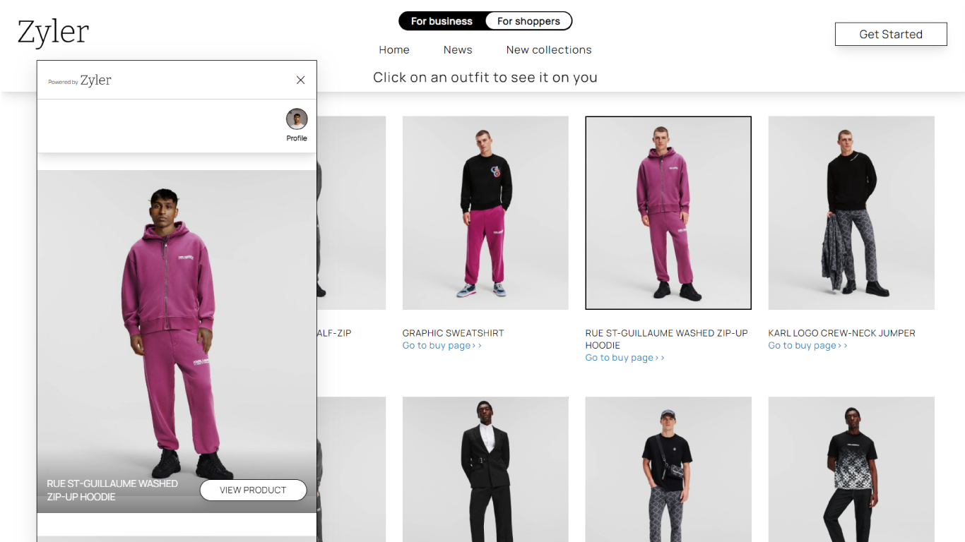 Zyler Virtual Try-on for Menswear