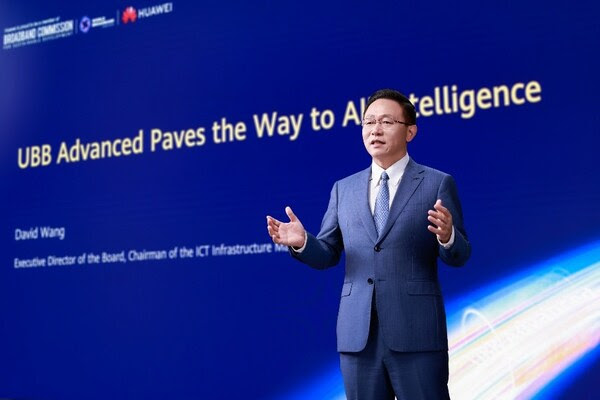 David Wang, Huawei's Executive Director of the Board and Chairman of the ICT Infrastructure Managing Board, delivering a keynote at UBBF 2024