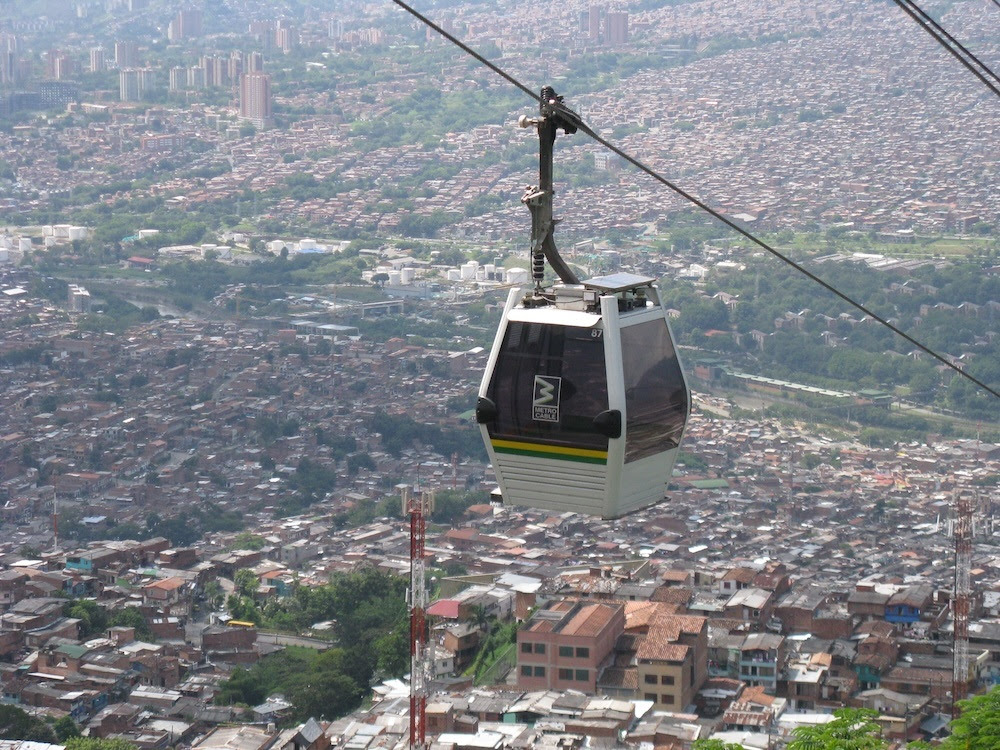 a cable car in Colombia
