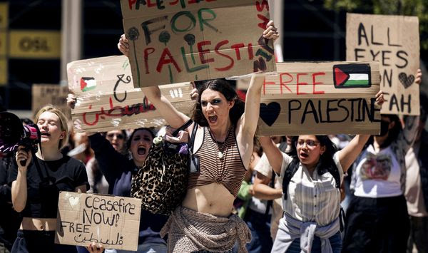 Pro-Palestinian Pasadena City College students walk out of class as they demonstrate against the Israel-Hamas war in Pasadena, Calif., on April 30, 2024. Israeli Prime Minister Benjamin Netanyahu has repeatedly accused critics of Israel or his policies of antisemitism, including the U.S. college campus protests and the prosecutor of the International Criminal Court. (Sarah Reingewirtz/The Orange County Register via AP) **FILE**