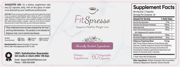 Fitspresso Supplement Facts