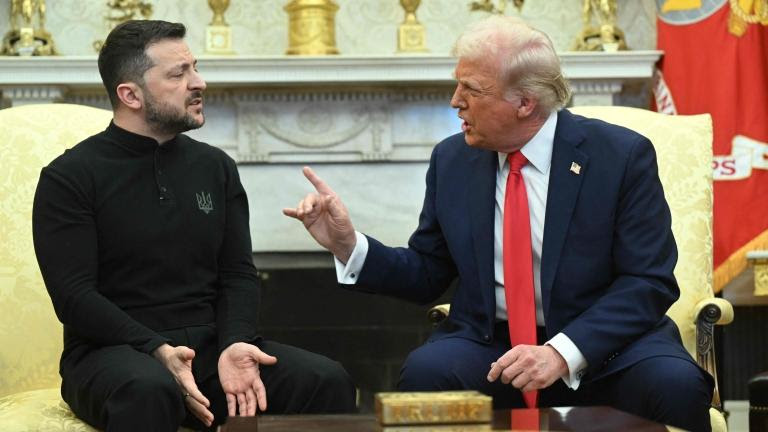 TOPSHOT - US President Donald Trump and Ukraine's President Volodymyr Zelensky meet in the Oval Office of the White House in Washington, DC, February 28, 2025. Zelensky on February 28 told Trump there should be "no compromises" with Russian President Vladimir Putin as the parties negotiate to end the war after Moscow's invasion. (Photo by SAUL LOEB / AFP)