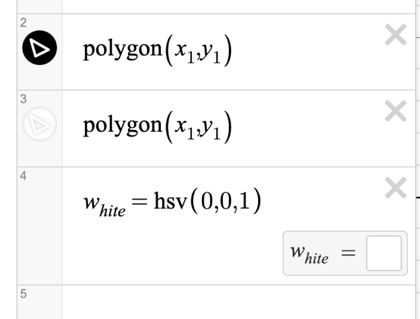 The expression list shows two identical polygons except for their color and line thickness, and a variable