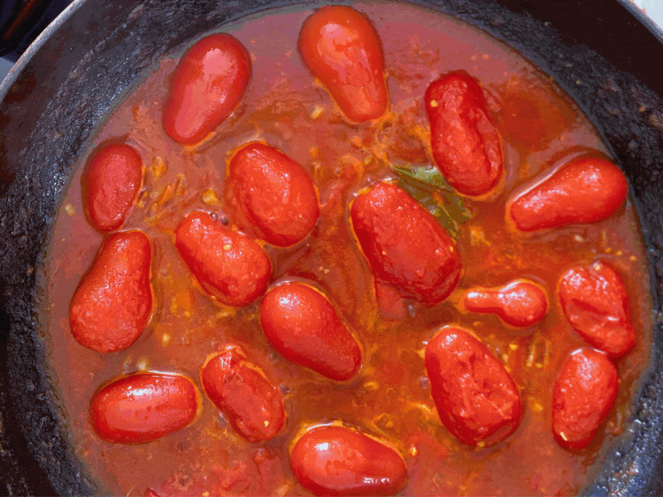 italian eggs in purgatory corbarino tomatoes