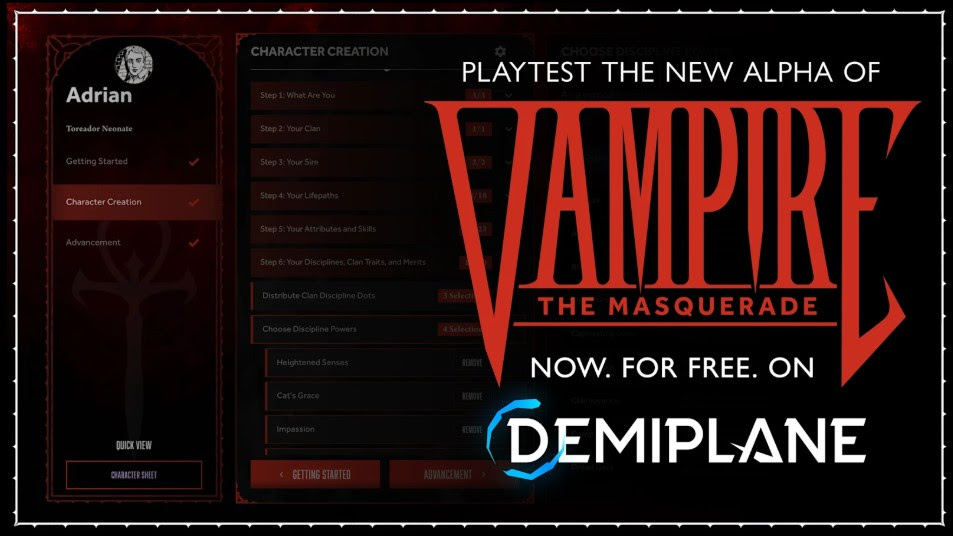 Vampire: The Masquerade V6 alpha playtest