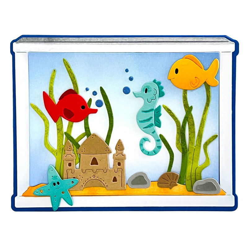 Image of Fish Tank A2 Shaped Card Fold-it Die Set with Bonus Dies