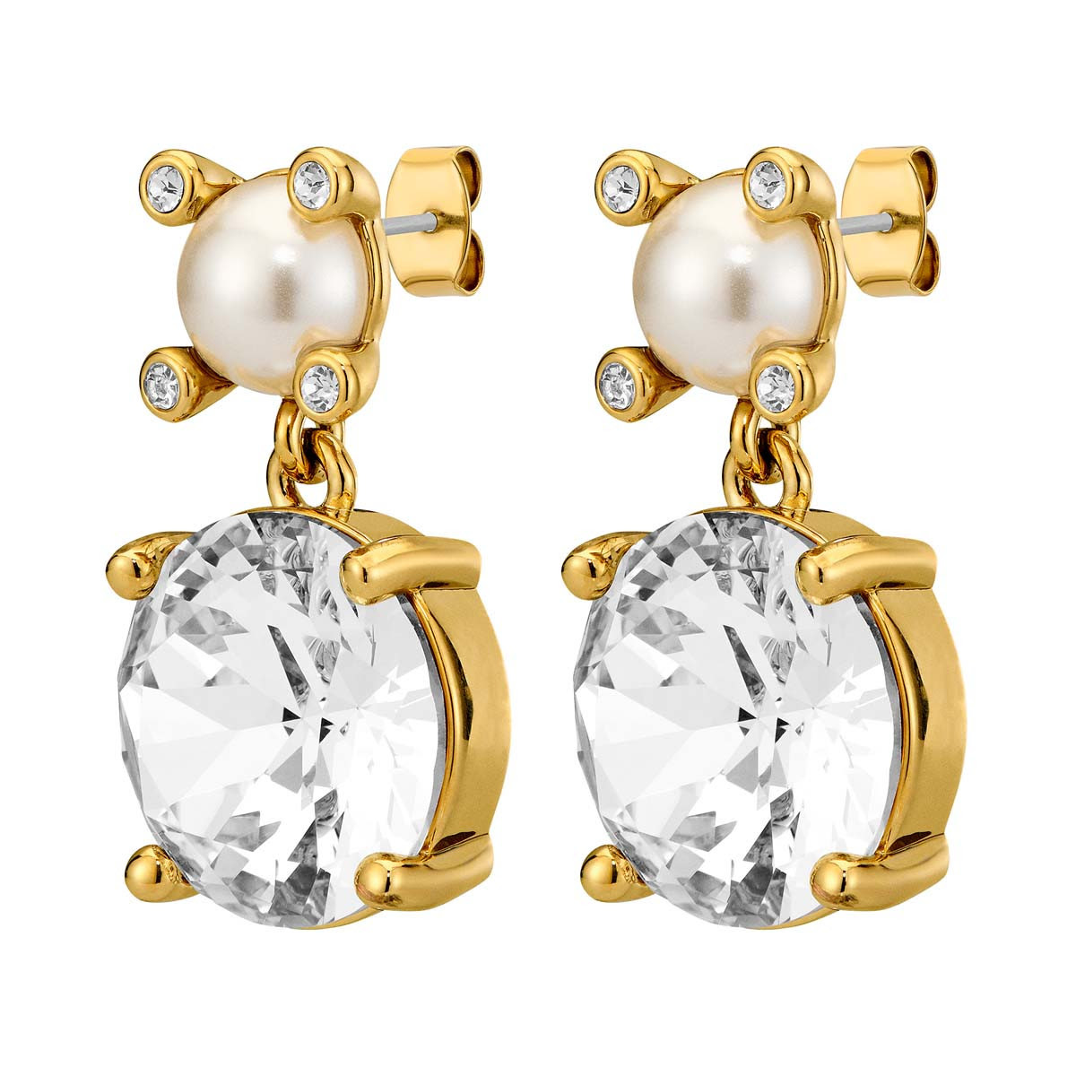 Image of Nicola Earrings Gold Crystal/White Pearl